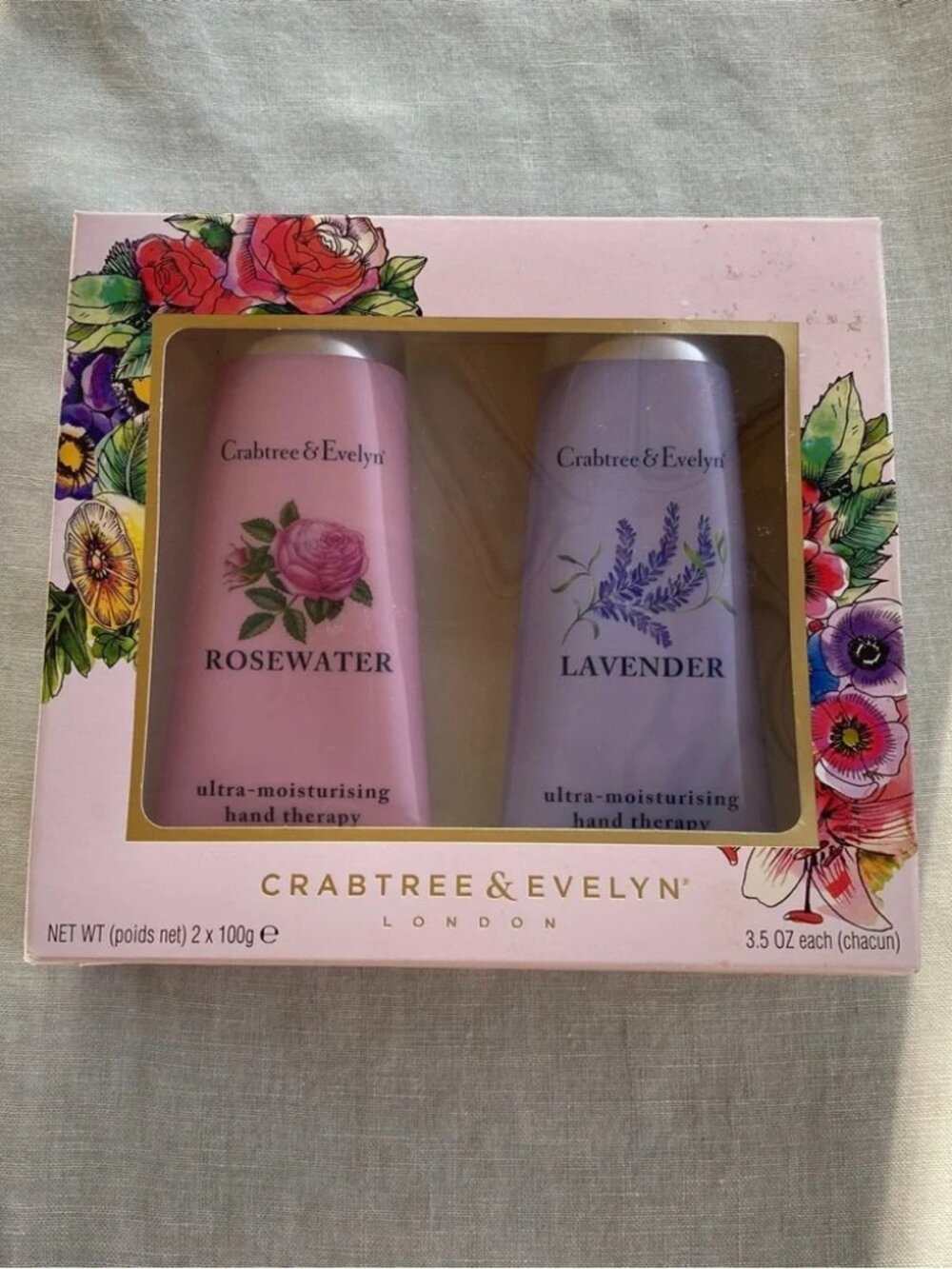 NWT Crabtree & Evelyn Rosewater & Lavender 100g ultra-moisturizing hand creams